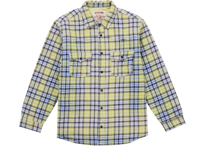 Supreme True Religion Quilted Lined Plaid Flannel Shirt Yellow - apparel view 2