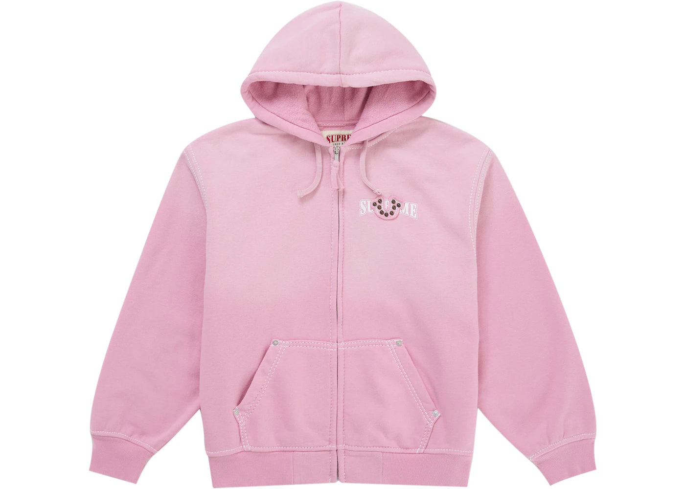 Supreme True Religion Zip Up Hooded Sweatshirt (FW25) Pink - vue 360