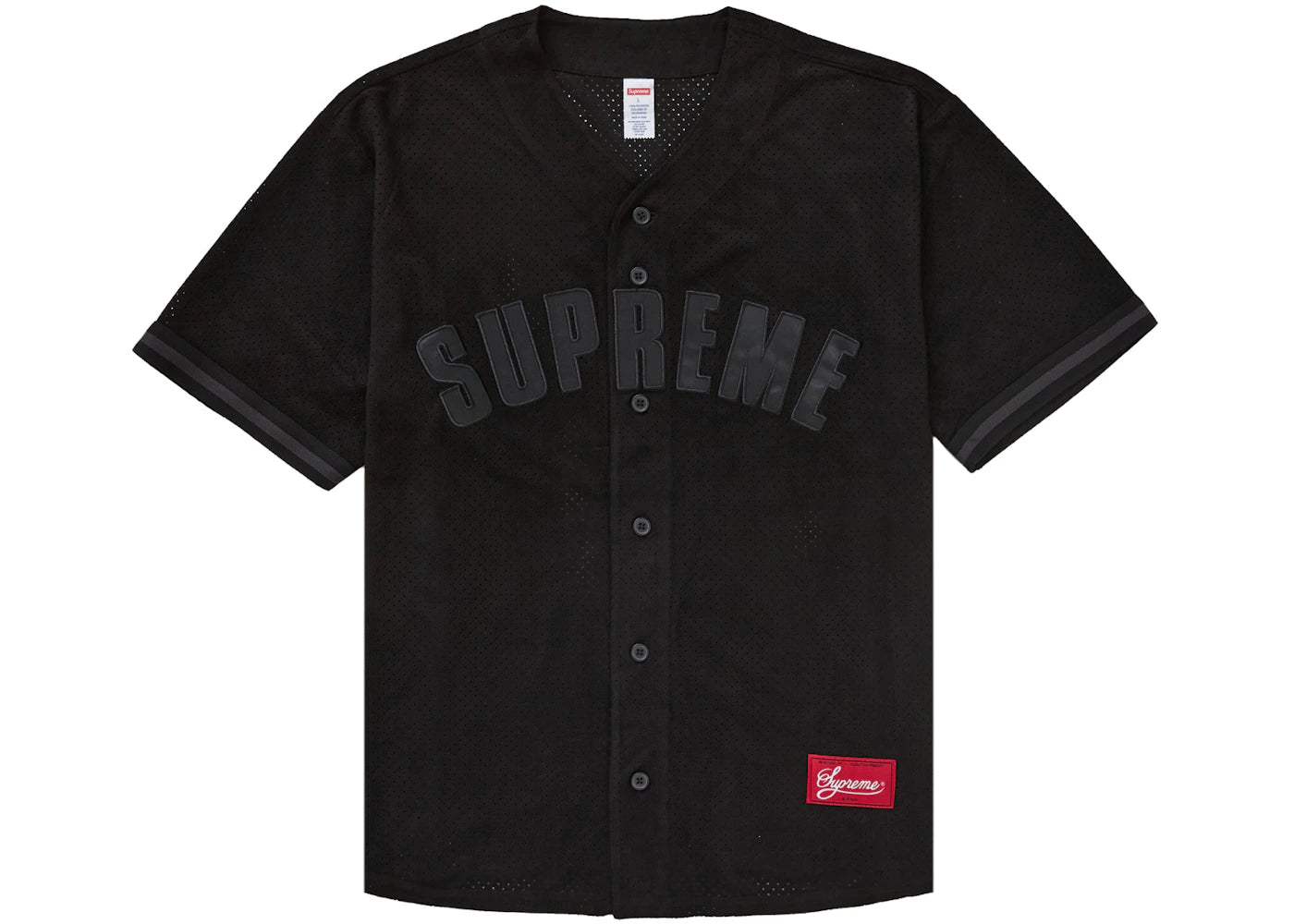 Supreme Ultrasuede Mesh Baseball Jersey Black - vue secondaire A