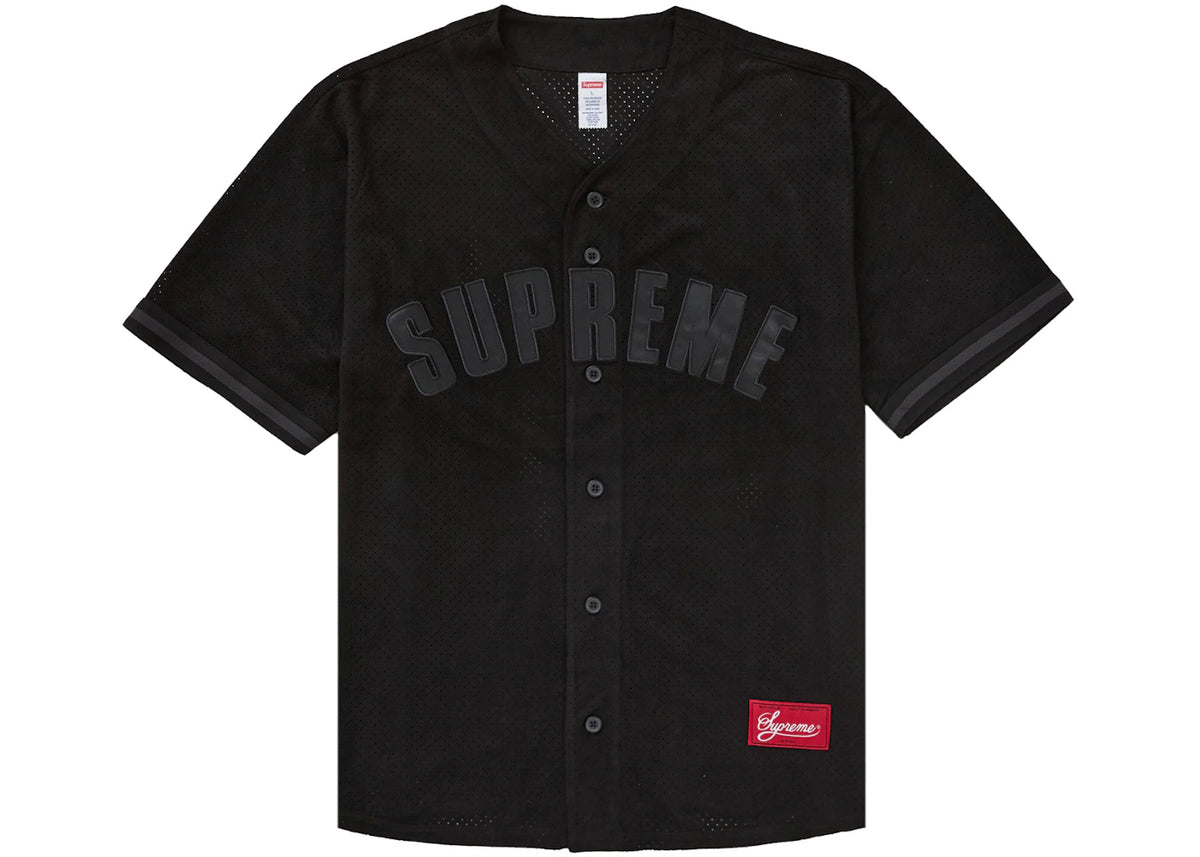 Supreme Ultrasuede Mesh Baseball Jersey Black - vue 360