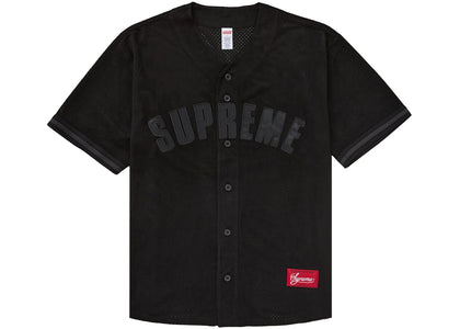 Supreme Ultrasuede Mesh Baseball Jersey Black - apparel view 2