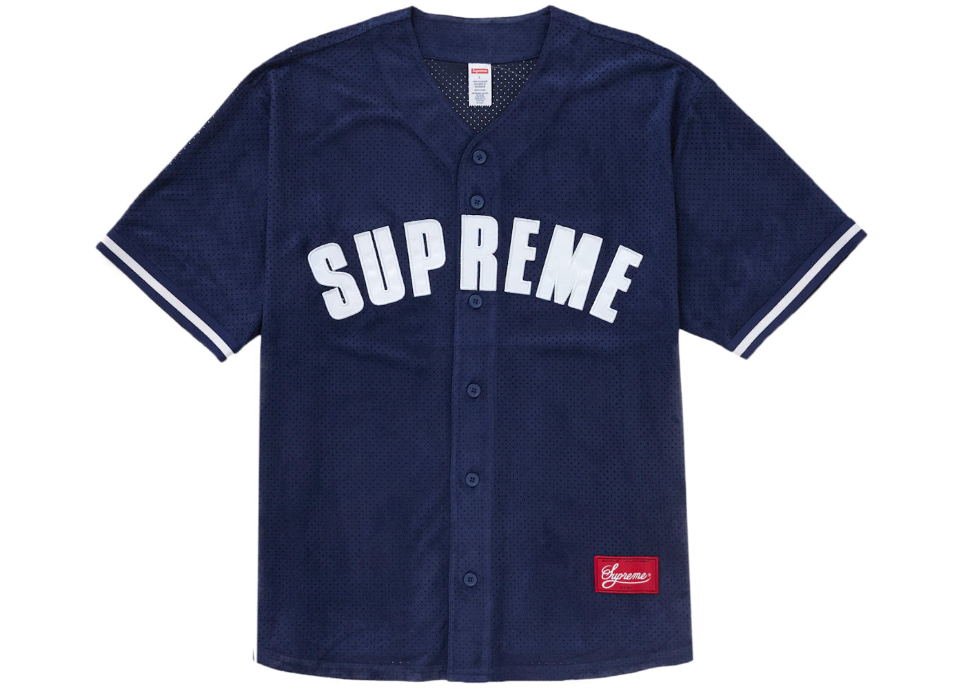 Supreme Ultrasuede Mesh Baseball Jersey Navy - vue 360