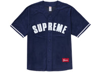 Supreme Ultrasuede Mesh Baseball Jersey Navy