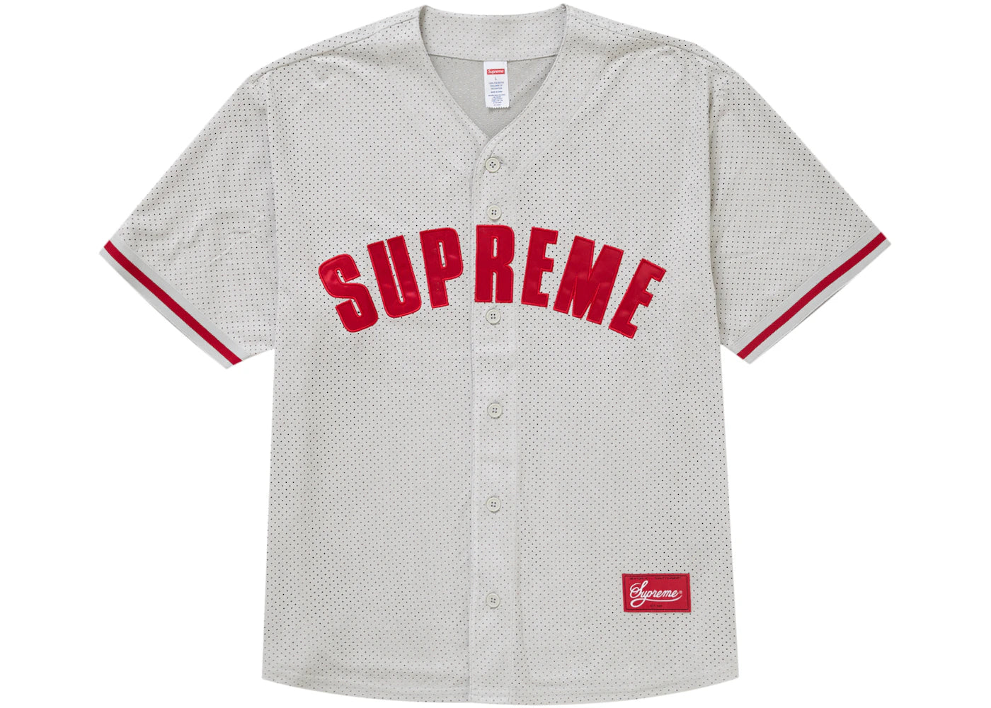 Supreme Ultrasuede Mesh Baseball Jersey Grey - vue 360