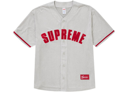Supreme Ultrasuede Mesh Baseball Jersey Grey - authentic Supreme apparel