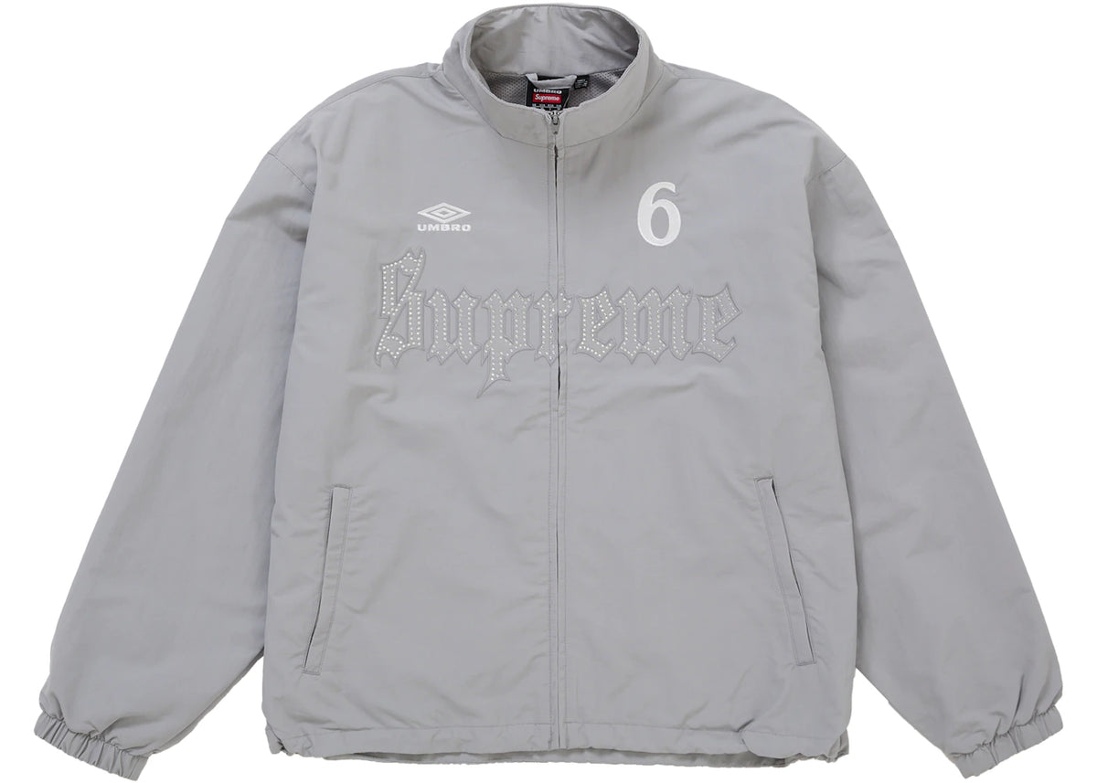 Supreme Umbro Rhinestone Track Jacket Light Grey - vue 360