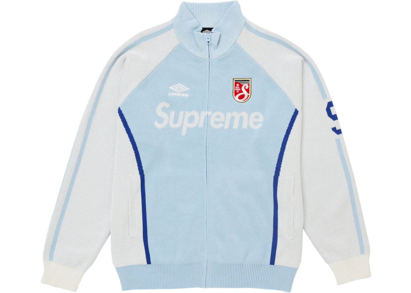 Supreme Umbro Zip Up Sweater Light Blue - vue 360
