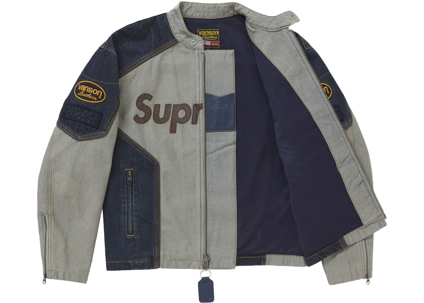 Supreme Vanson Leathers Cordura Cotton Jacket Denim - vue secondaire B