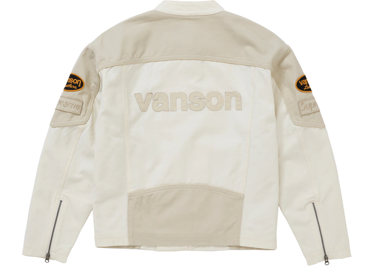 Supreme Vanson Lederjacke aus Cordura-Baumwolle, Weiß - vue secondaire B