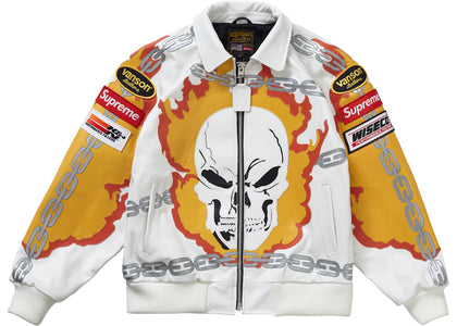 Supreme Vanson Leathers Ghost Rider Jacket White - apparel view 2