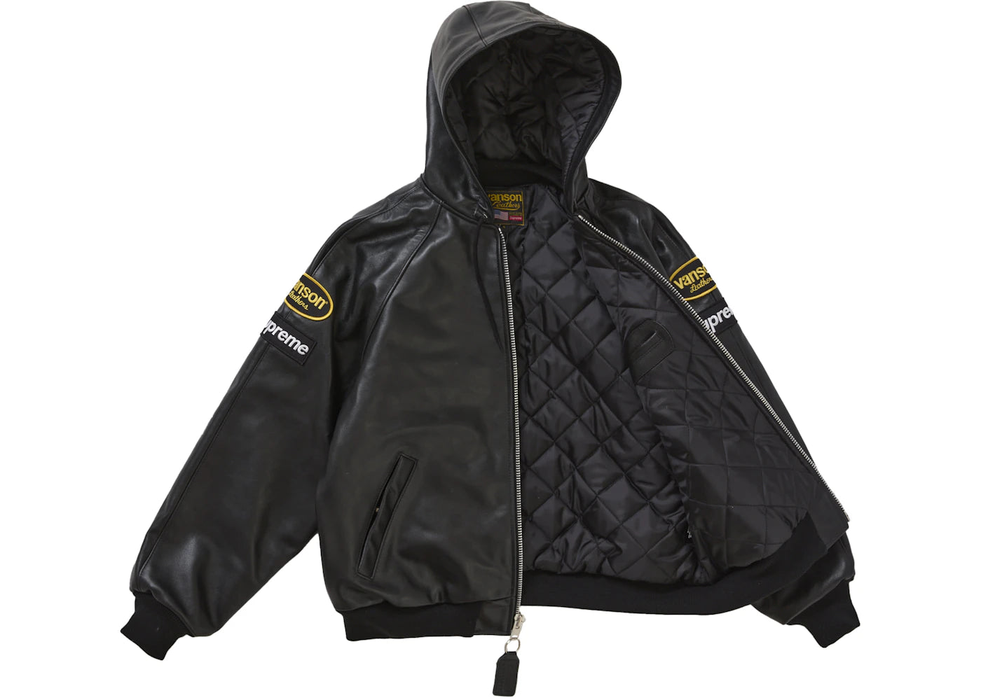 Supreme Vanson Leathers Hooded Work Jacket Black - vue secondaire B