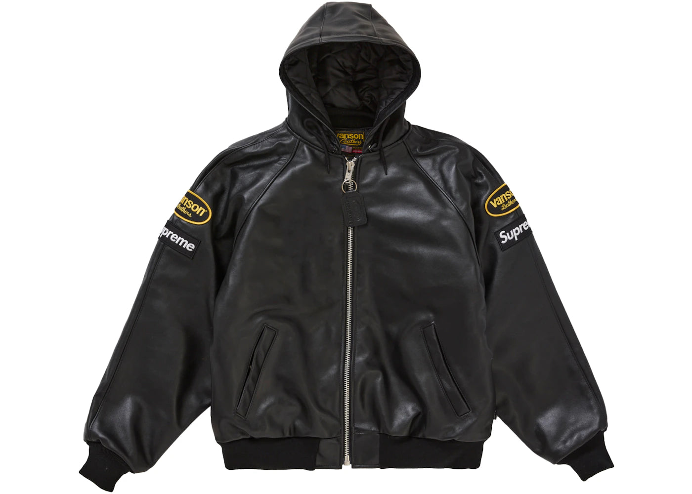 Supreme Vanson Leathers Hooded Work Jacket Black - vue secondaire A