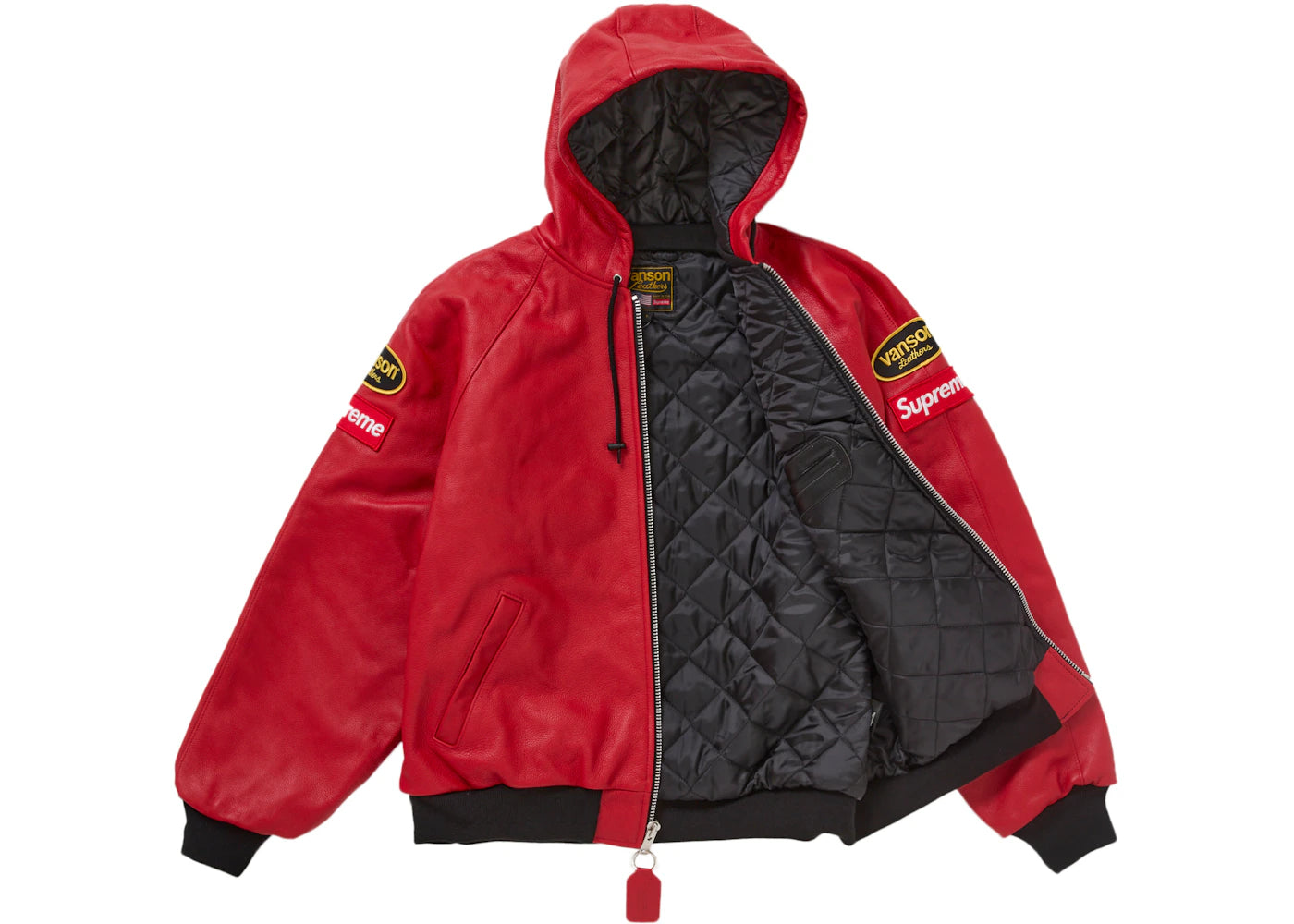 Supreme Vanson Leathers Hooded Work Jacket Red - vue secondaire B