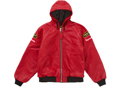 Supreme Vanson Leathers Hooded Work Jacket Red - apparel view 2