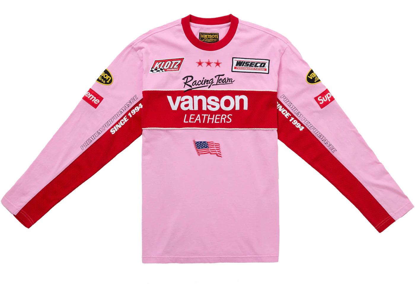 Supreme Vanson Leathers L/S Top Pink - vue 360