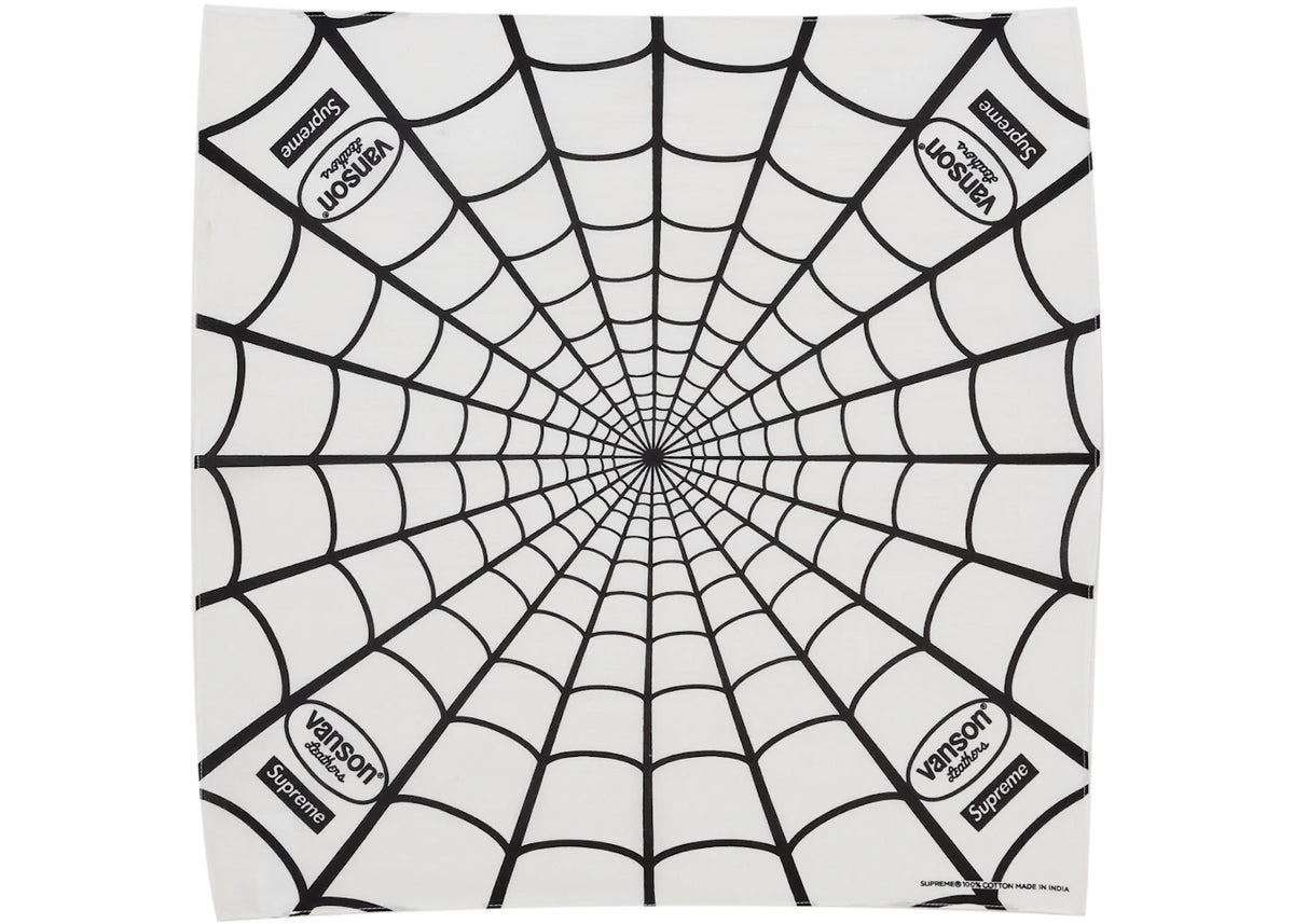 Supreme Vanson Leathers Spider-Man Bandana White - vue 360