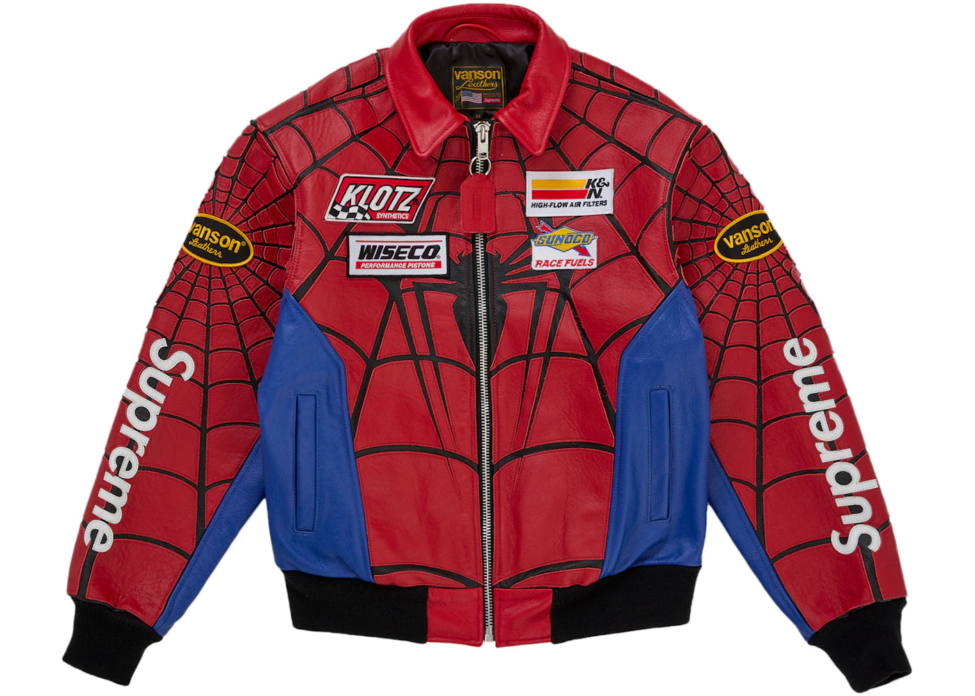 Supreme Vanson Leathers Spider-Man Jacket Multicolor - vue 360