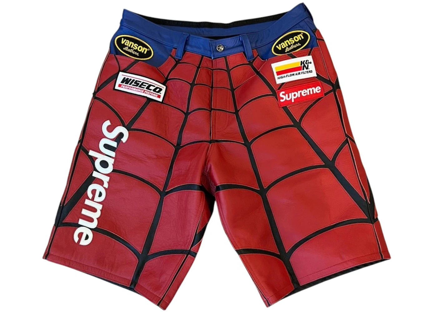 Supreme Vanson Leathers Spider-Man Short Red - vue secondaire A