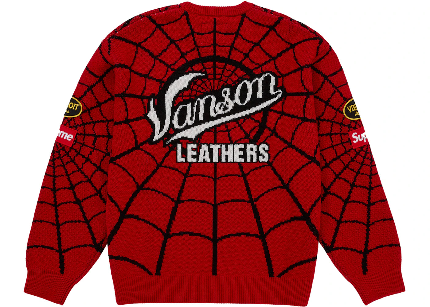 Supreme Vanson Leathers Spider-Man Sweater Red - vue secondaire A