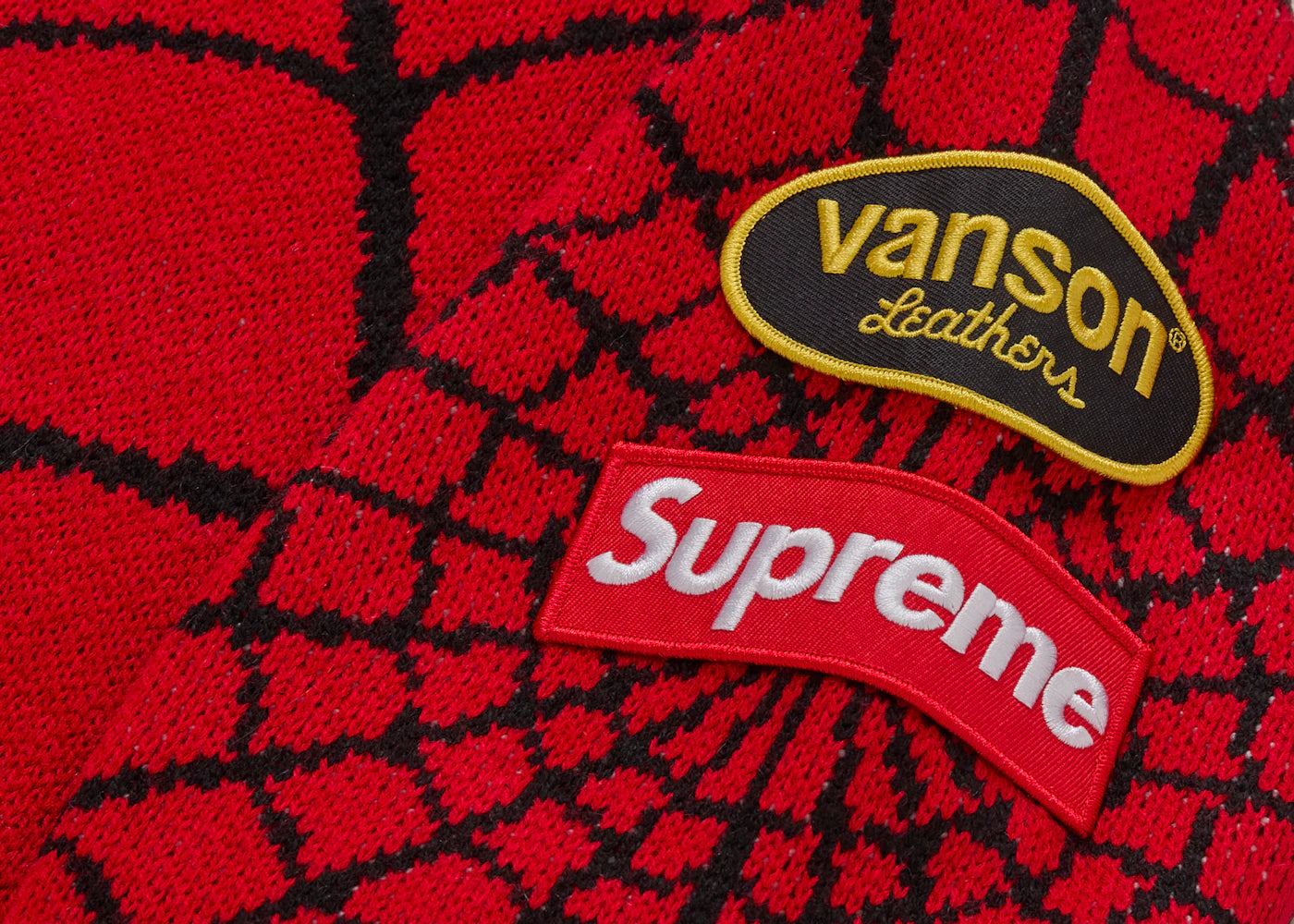 Supreme Vanson Leathers Spider-Man Sweater Red - vue secondaire B
