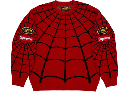 Supreme Vanson Leathers Spider-Man Sweater Red - authentic Supreme apparel