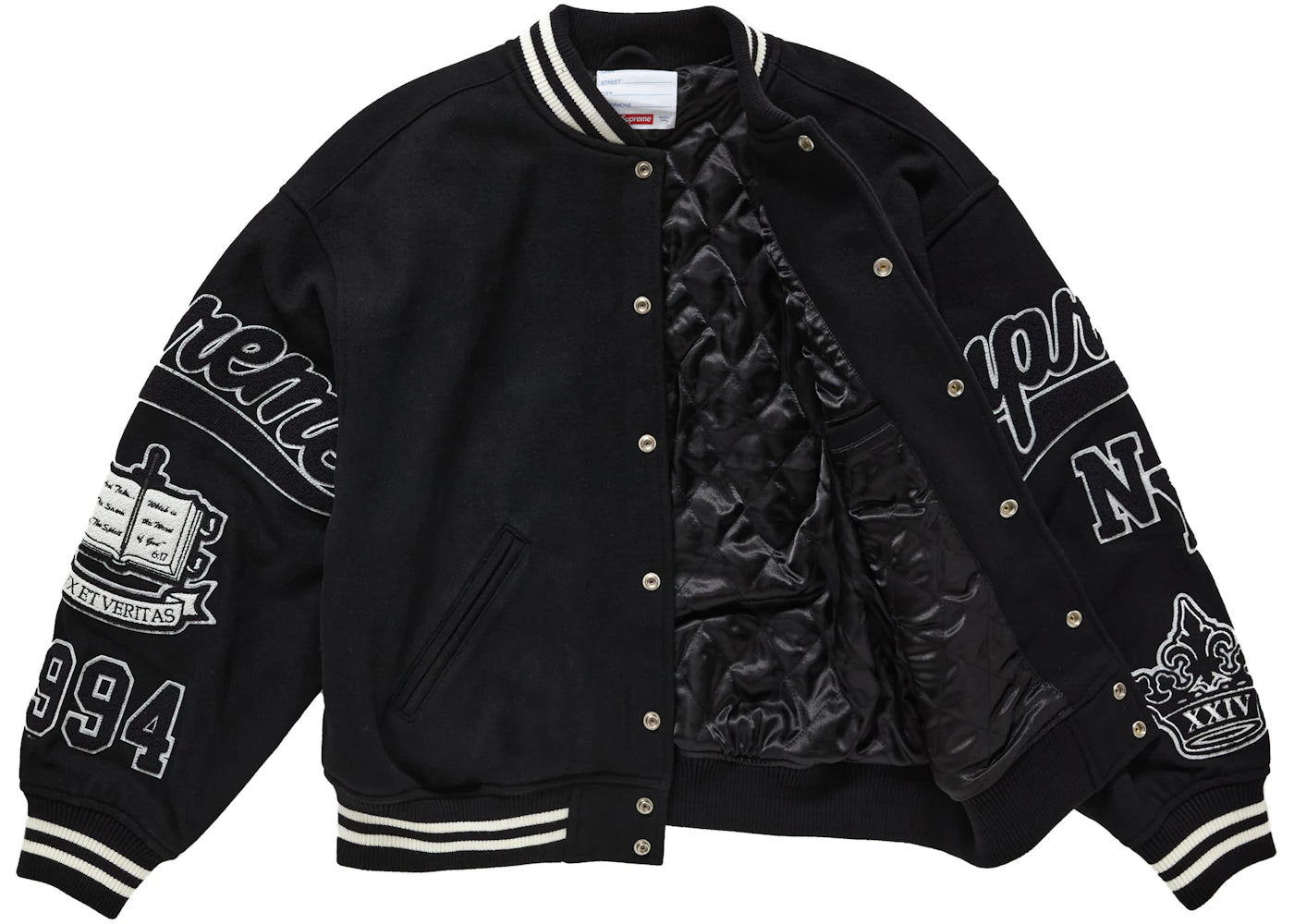 Supreme Veritas Varsity Jacket Black - vue secondaire A