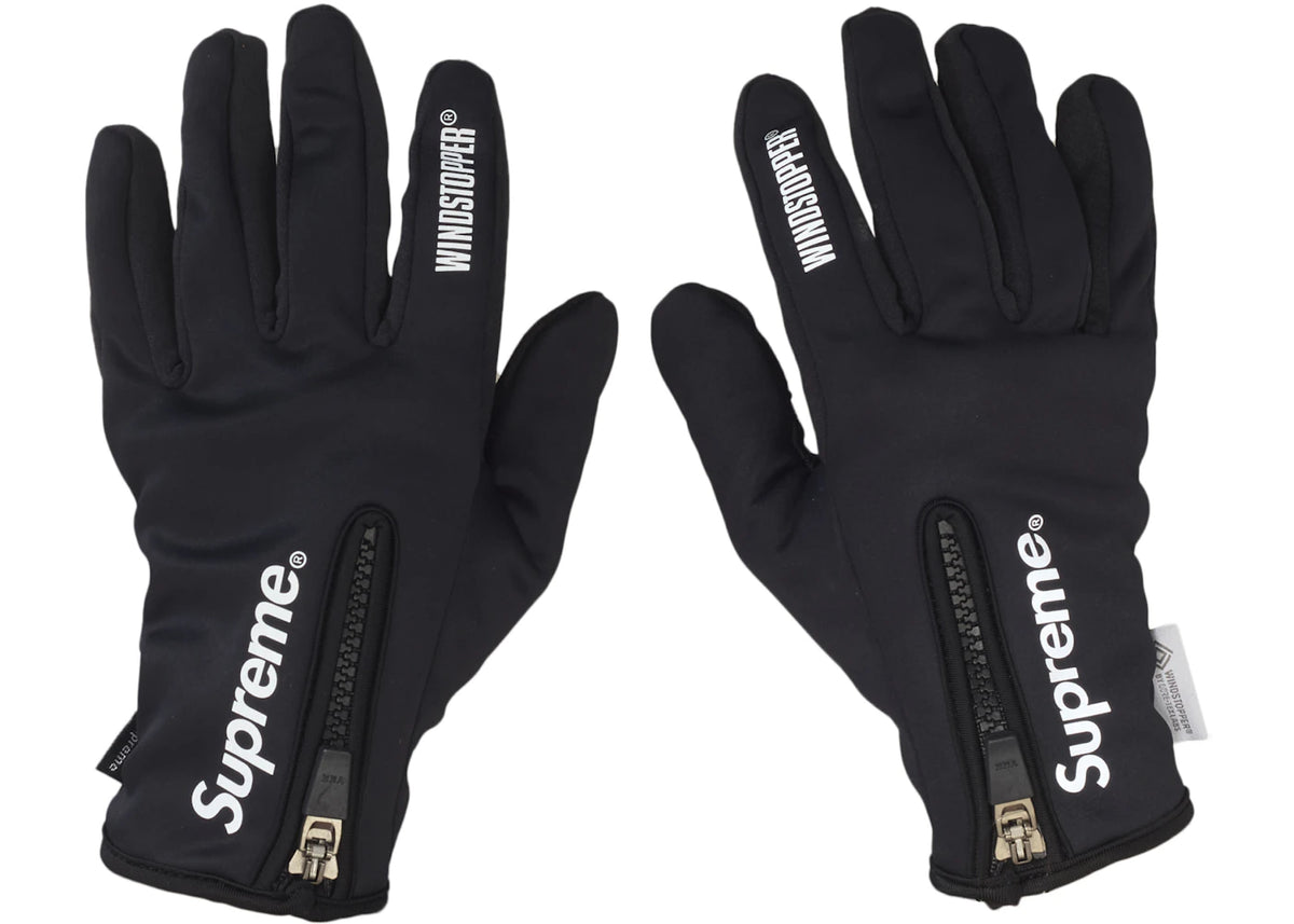 Supreme WINDSTOPPER Zip Gloves Black - vue 360