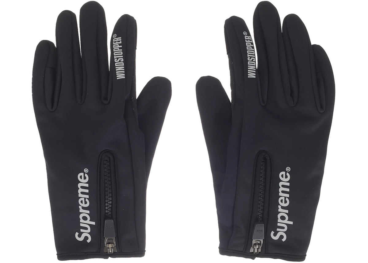 Supreme WINDSTOPPER Zip Gloves (FW25) Black - vue 360
