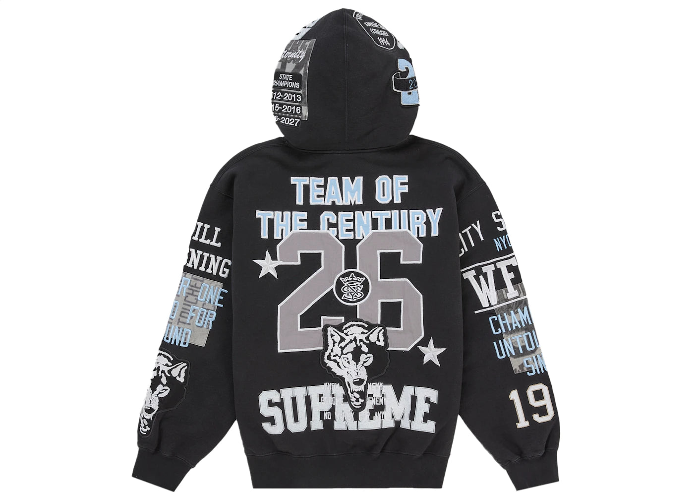 Supreme Warriors Applique Zip Up Hooded Sweatshirt Black - vue secondaire B
