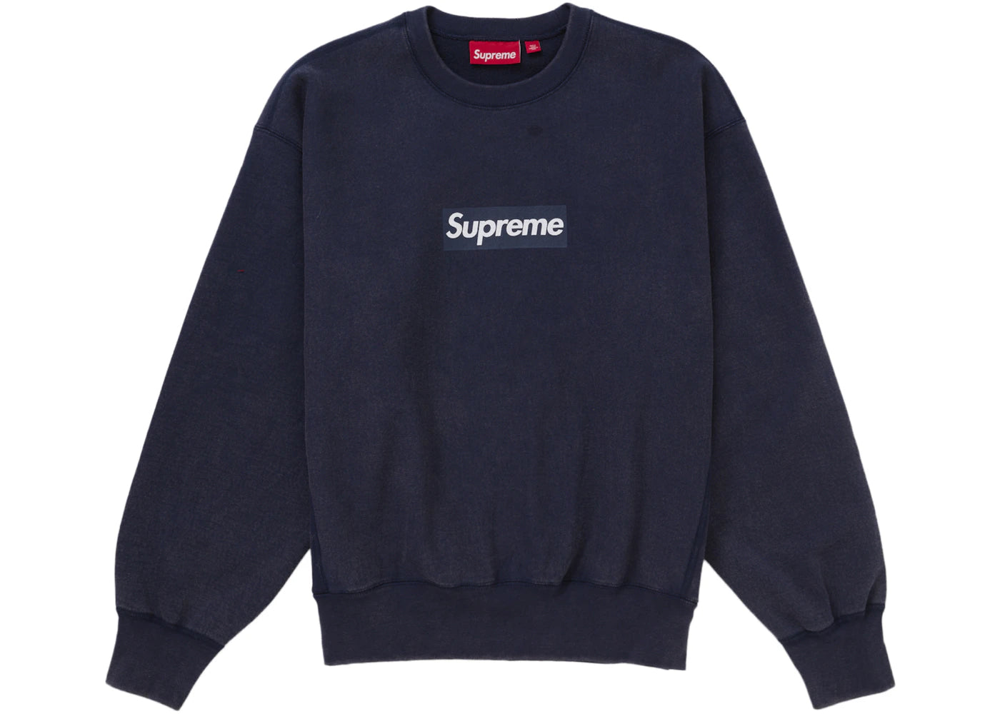 Supreme Washed Box Logo Crewneck Navy - vue 360