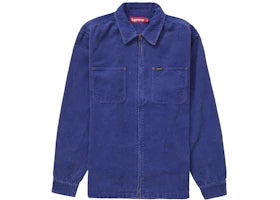 Supreme Washed Corduroy Zip Up Shirt Blue - vue 360