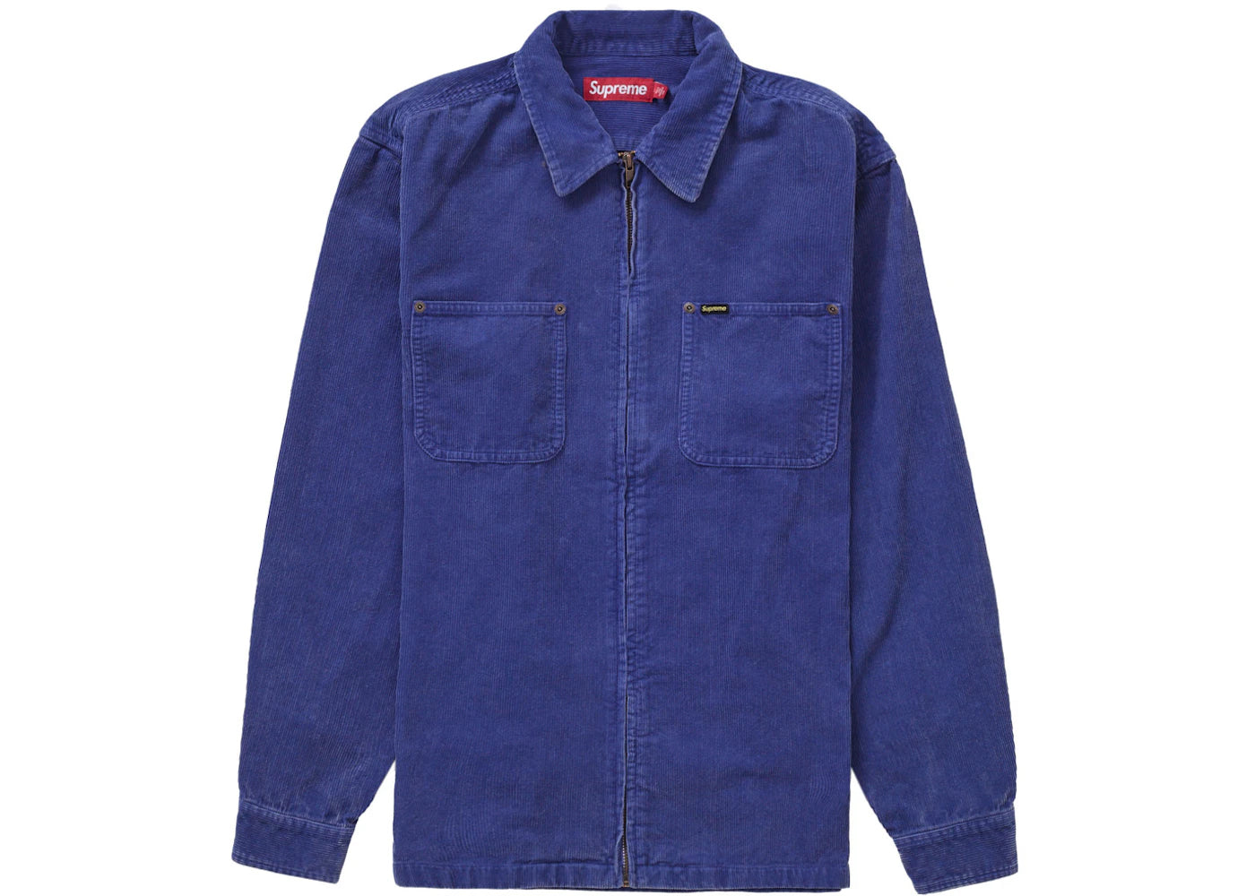 Supreme Washed Corduroy Zip Up Shirt Blue - vue secondaire A