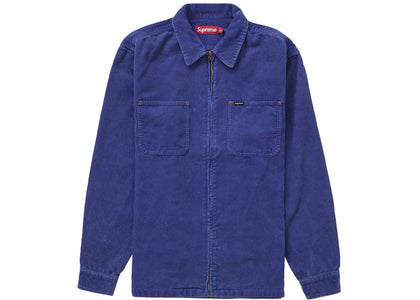 Supreme Washed Corduroy Zip Up Shirt Blue - apparel view 2