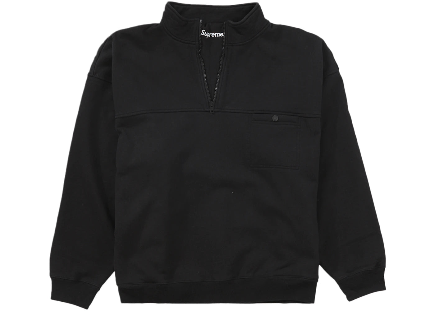 Supreme Washed Half Zip Pullover Black - vue secondaire B