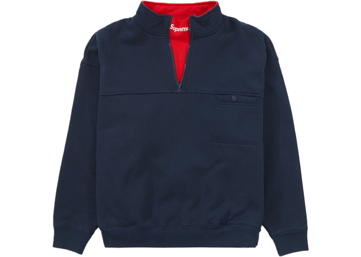 Supreme Washed Half Zip Pullover Navy - vue secondaire B