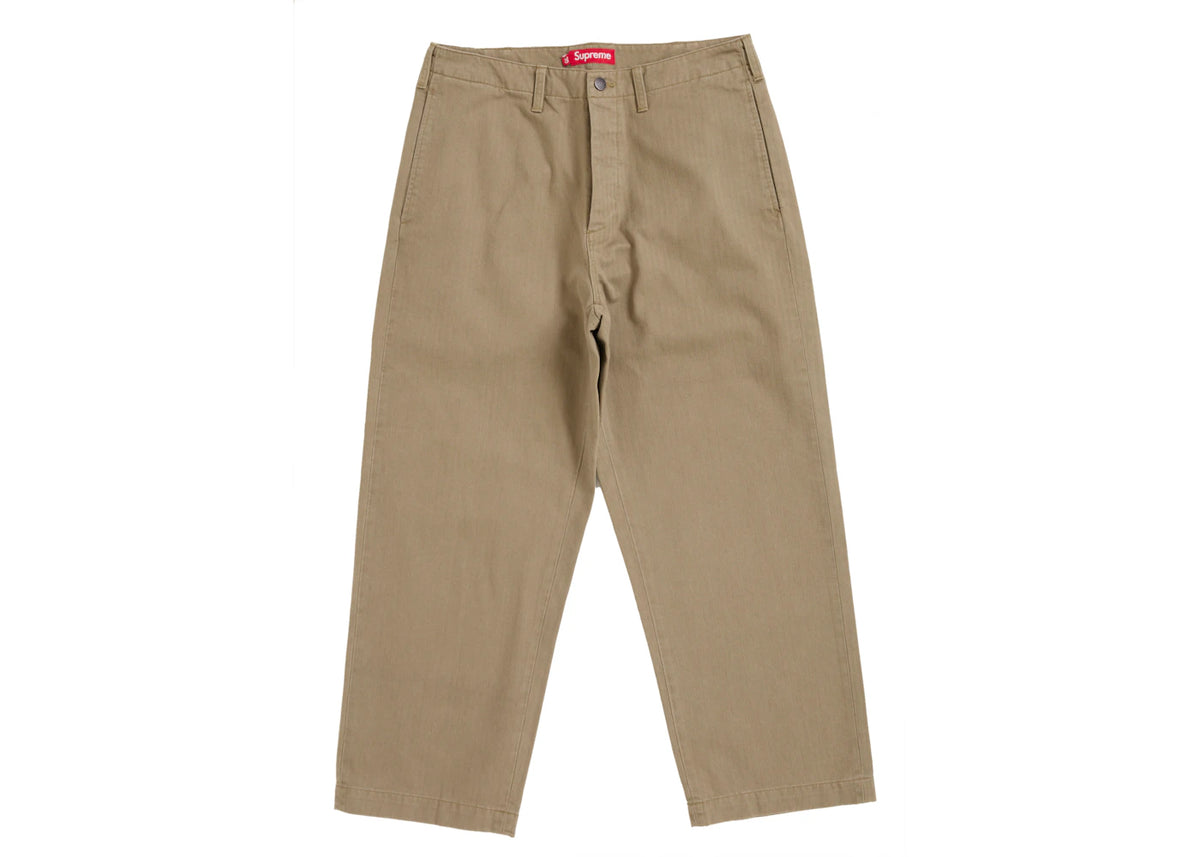 Supreme Washed Herringbone Chino Pant Khaki - vue 360
