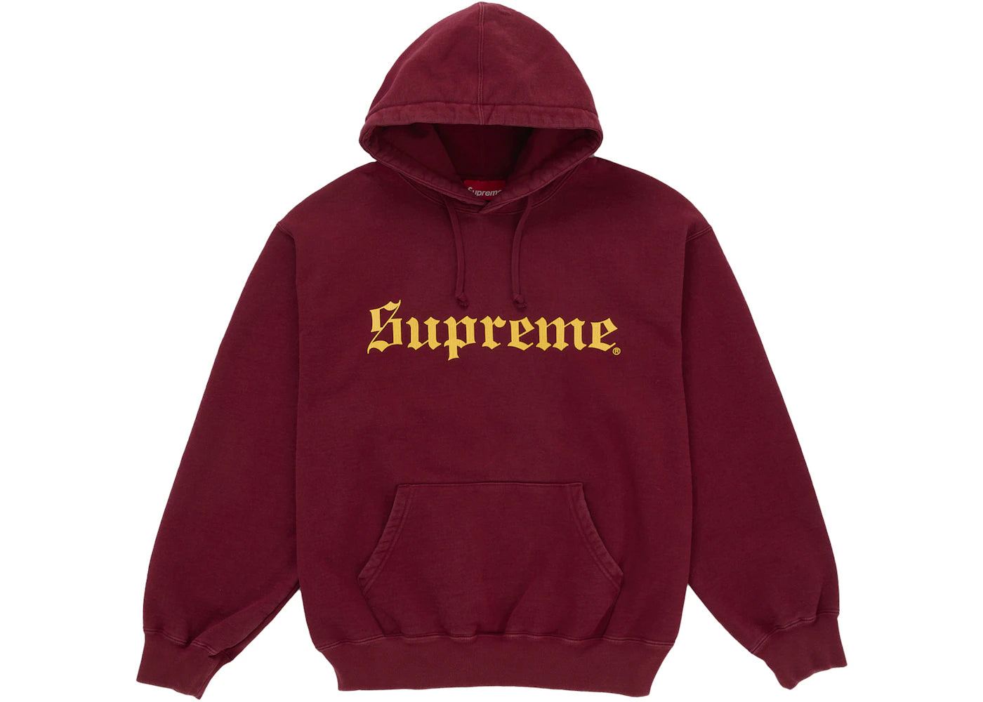 Supreme Washed Old English Hooded Sweatshirt Cardinal - vue 360