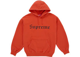Supreme Washed Old English Hooded Sweatshirt Orange - authentic Supreme apparel