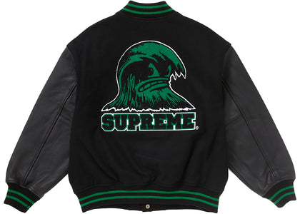 Supreme Wave Varsity Jacket Black - apparel view 2