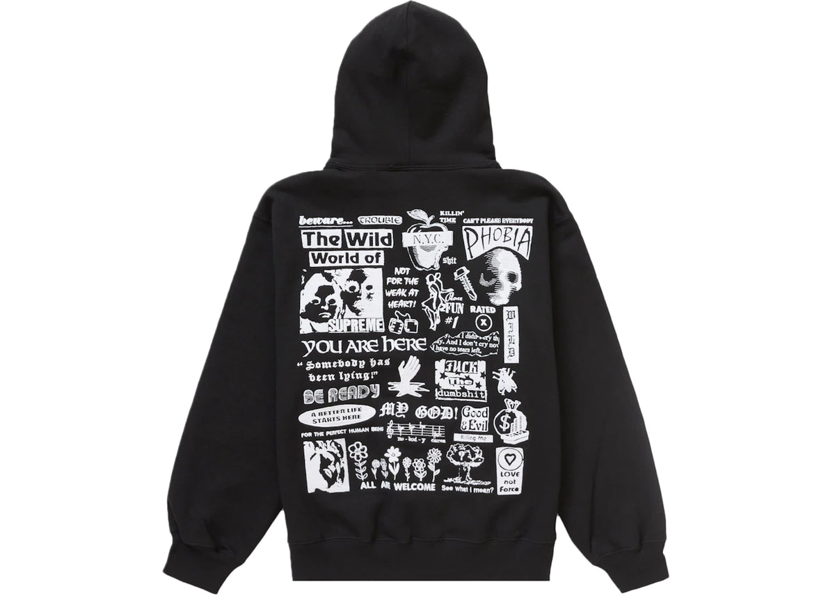Supreme Wild Embroidered Hooded Sweatshirt Black - vue 360