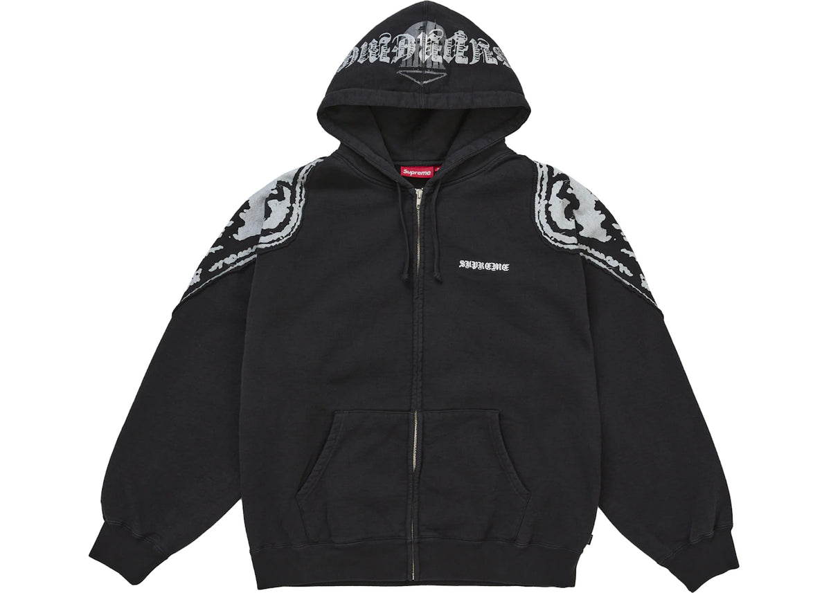 Supreme Wings Zip Up Hooded Sweatshirt (FW25) Black - vue 360