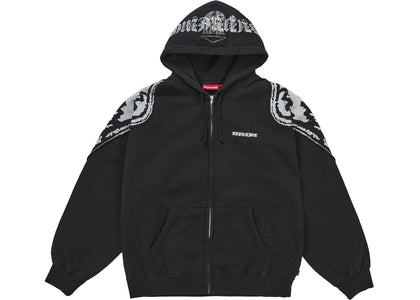 Supreme Wings Zip Up Hooded Sweatshirt (FW25) Black - apparel view 2