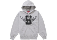 Supreme Wings Zip Up Hooded Sweatshirt Heather Grey