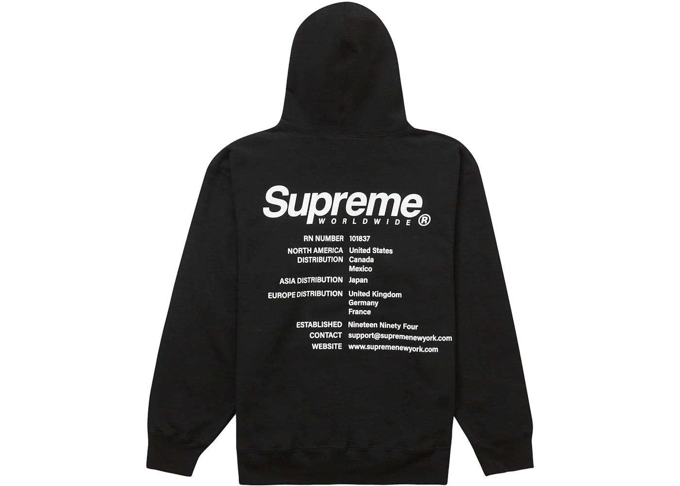 Supreme Worldwide Hooded Sweatshirt Black - vue 360
