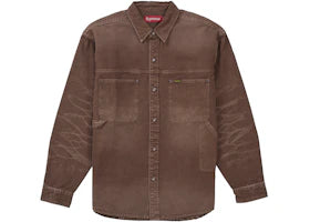 Supreme Worn Snap Painter Shirt Brown