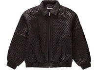 Supreme Woven Leather Varsity Jacket Black