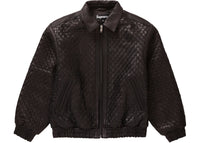 Supreme Woven Leather Varsity Jacket Black
