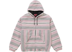 Supreme Woven Stripe Hooded Jacket Pink - vue 360