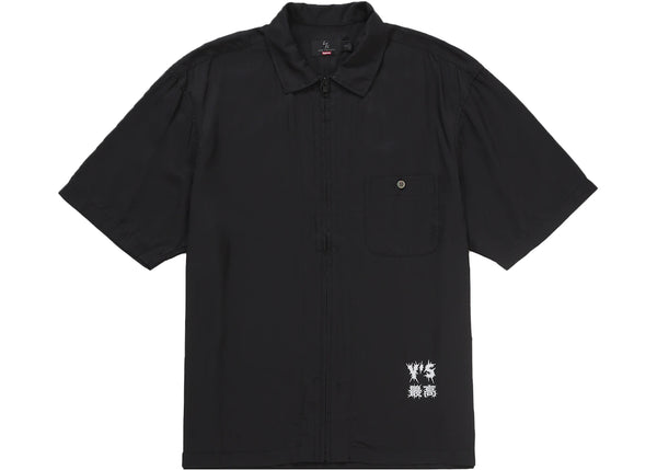 Supreme Y's by Yohji Yamamoto Silk Zip Up S/S Shirt Black sneakers - authentic Supreme shoes