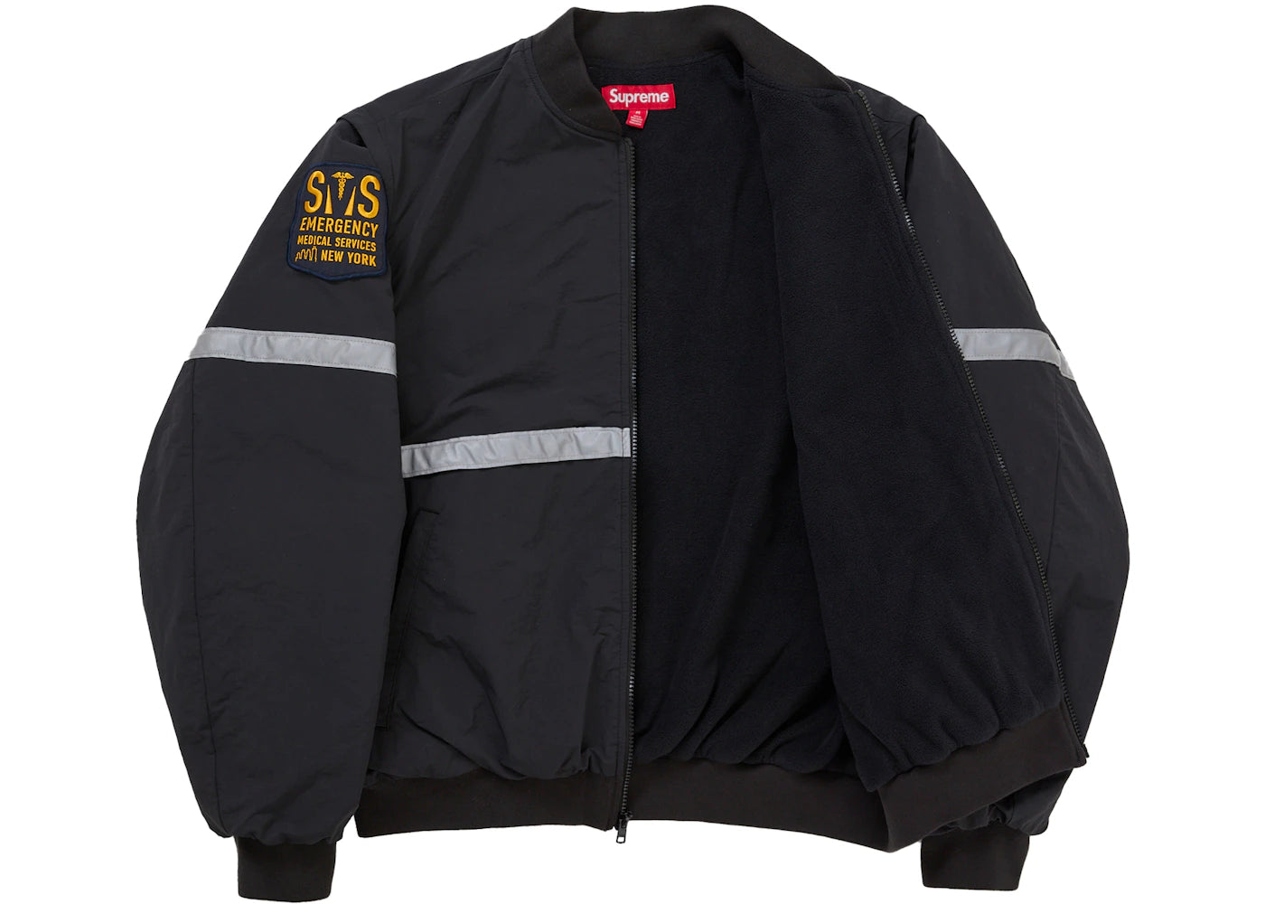 Supreme Zip-Off Sleeve Reflective Stripe Jacket Black - vue secondaire B